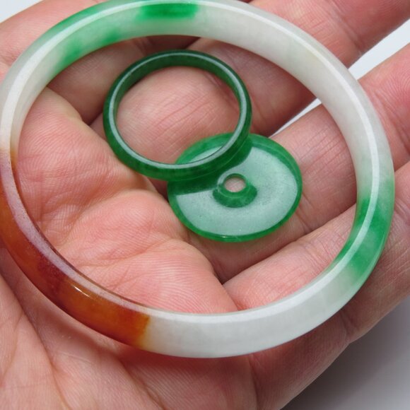 "Natural Jade bangle + REE Jade Ring & Jade Donut 57mm " - Picture 3 of 3